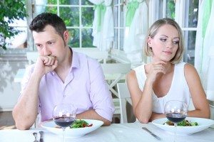 Lovers being unhappy because of  troubled date