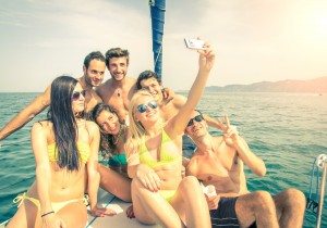 Friends on boat taking a selfie