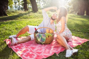 Couple in love on picnic