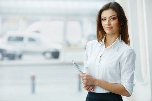 Business Woman Holding a Tablet Computer.