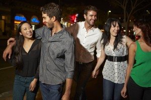 Group Of Friends Enjoying Night Out Together